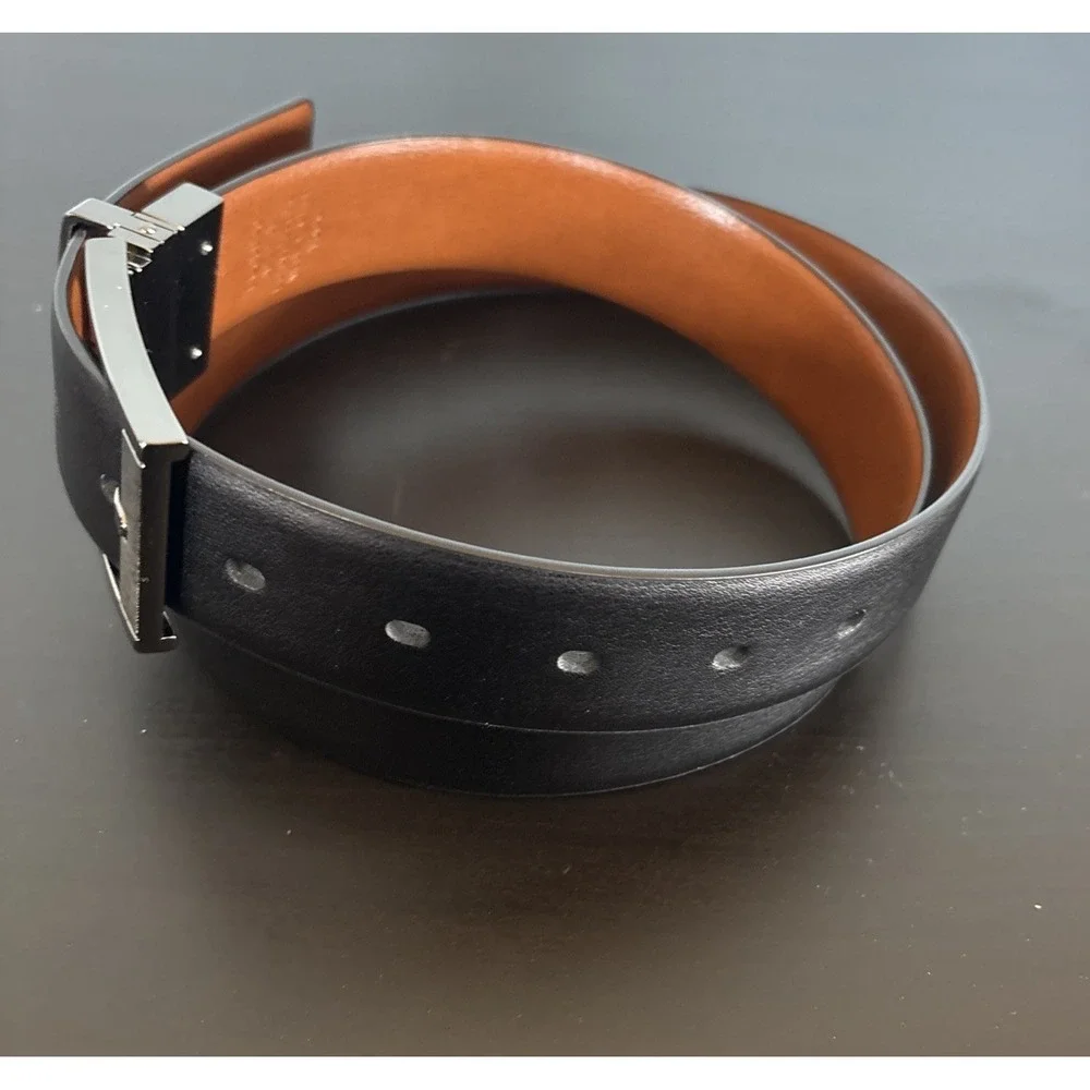 Dockers Black Bonded Leather Belt Black Metal Buckle Sz M 34-36 9C06920
